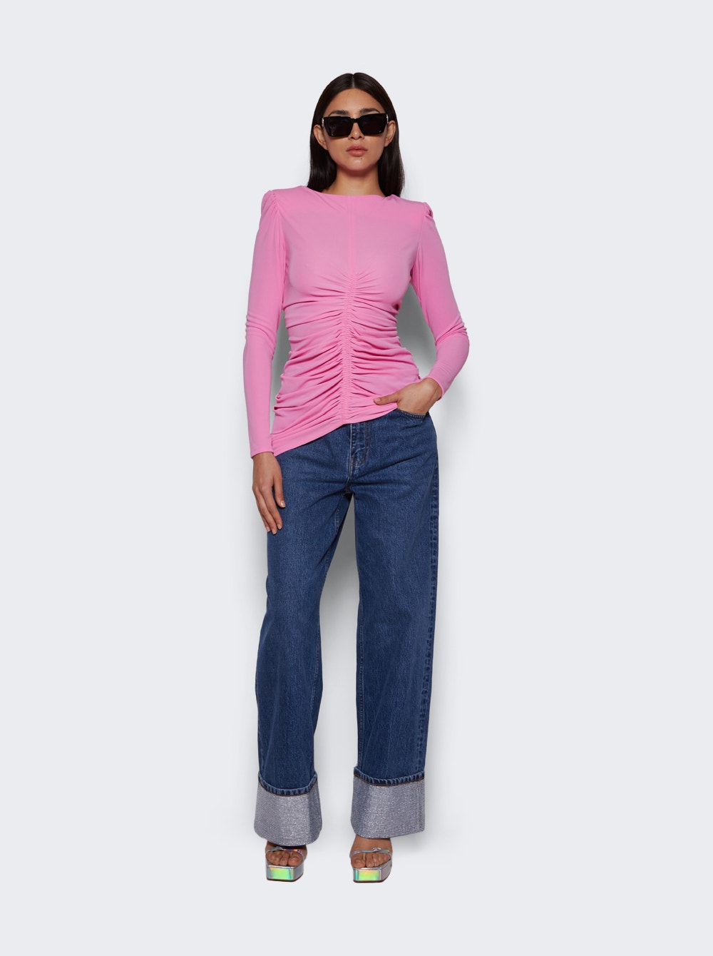 Women | Givenchy | Ruched Long Sleeve Top | Bubble Gum Pink