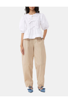 Beige Elasticated Curve Trousers | Safari