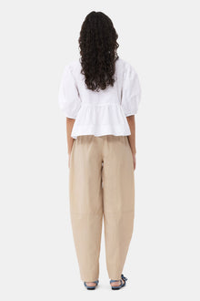 Beige Elasticated Curve Trousers | Safari