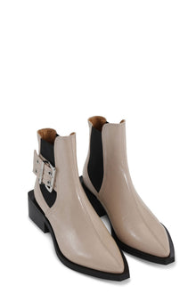 Beige Feminine Buckle Chelsea Boots | Taos Taupe