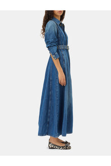 Belted Maxi Dress | Mid Blue Vintage