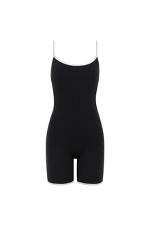 Alina Midi Onesie | Black Cream Binded Terry Rib