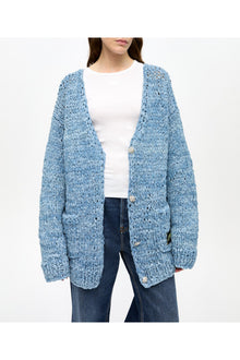 Blue Denim Handknit Cardigan | Light Indigo