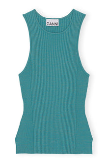 Blue Sleeveless Melange Top | Lagoon