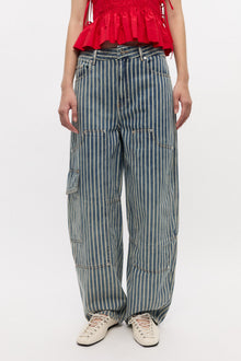 Blue Striped Carpenter Jeans | Soft Chambray