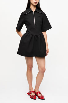 Bonded Crepe Mini Dress | Black (V3)