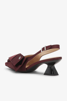 Bow Kitten Heel Pumps | Dark Burgundy