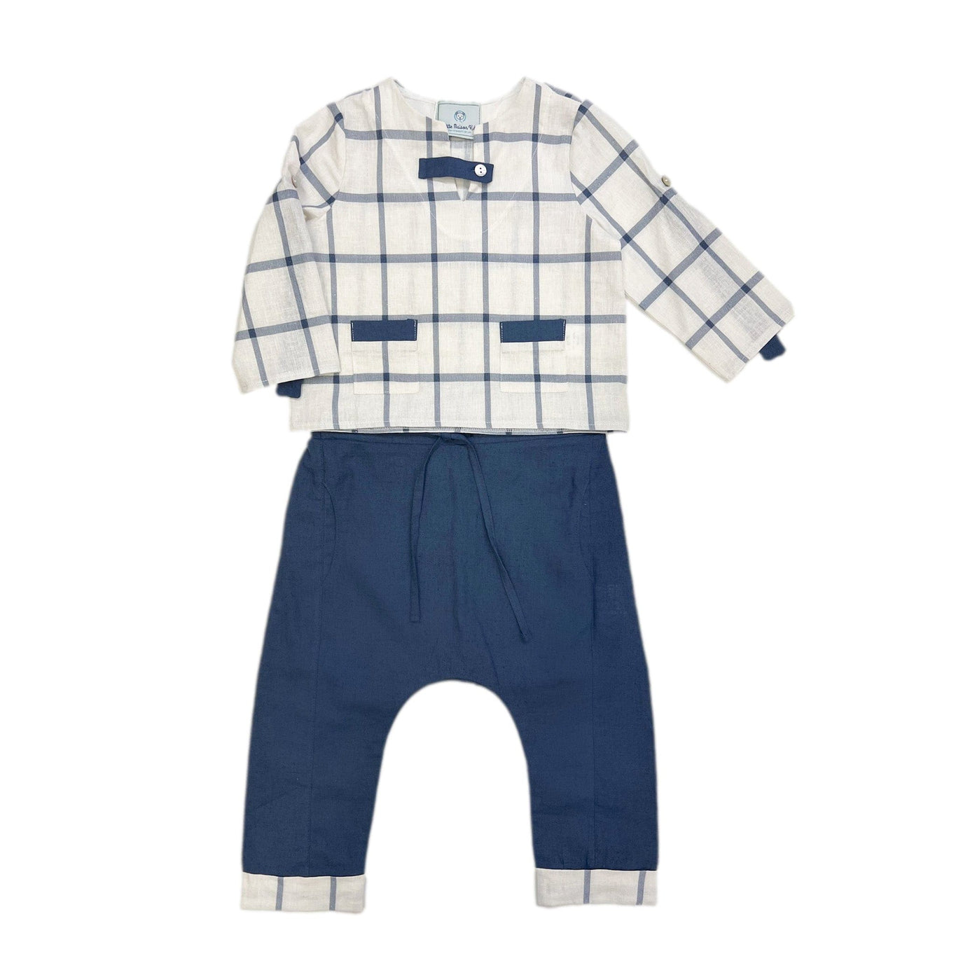 Boy | Checkered Linen Top and Pants Set