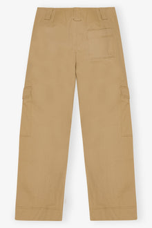 Brown Herringbone Canvas Mid Waist Trousers | Tiger's Eye
