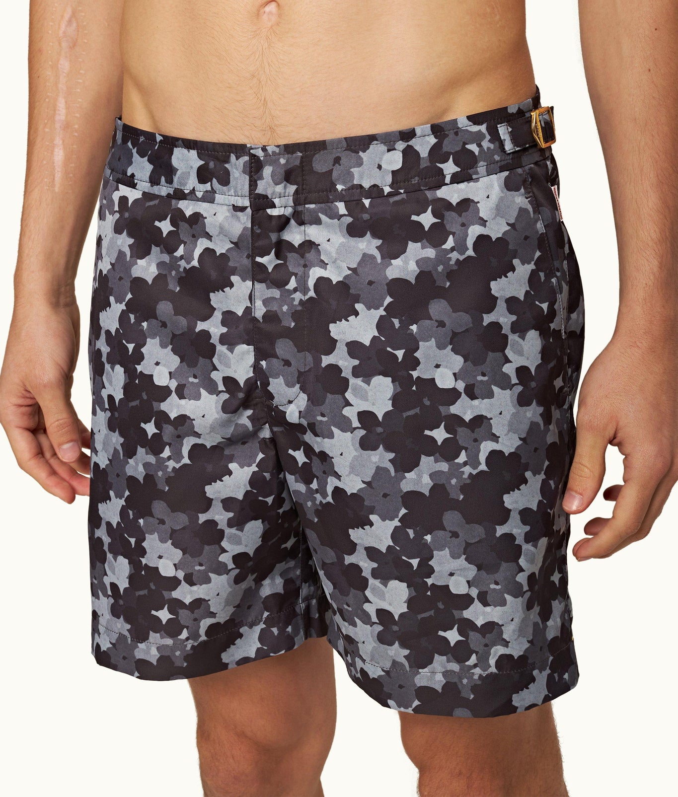 Bulldog Blossom Print Mid-Length Swim Shorts | Piranha Grey