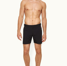 Bulldog Concealed O.B Stripe Tape Mid-Length Swim Shorts | Black
