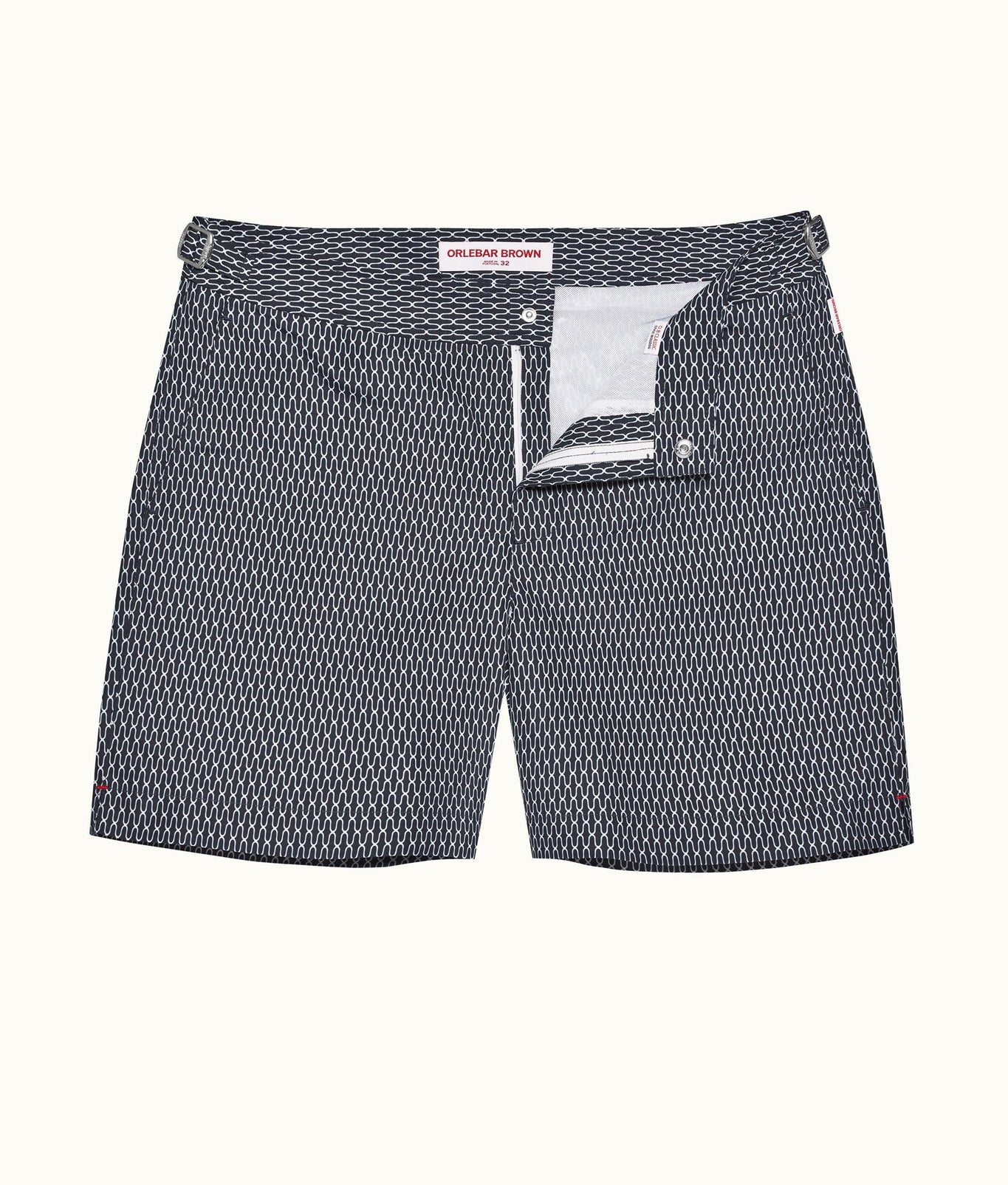 Bulldog Geo Pointpart Mid-Length Swim Shorts | Midnight Navy/White