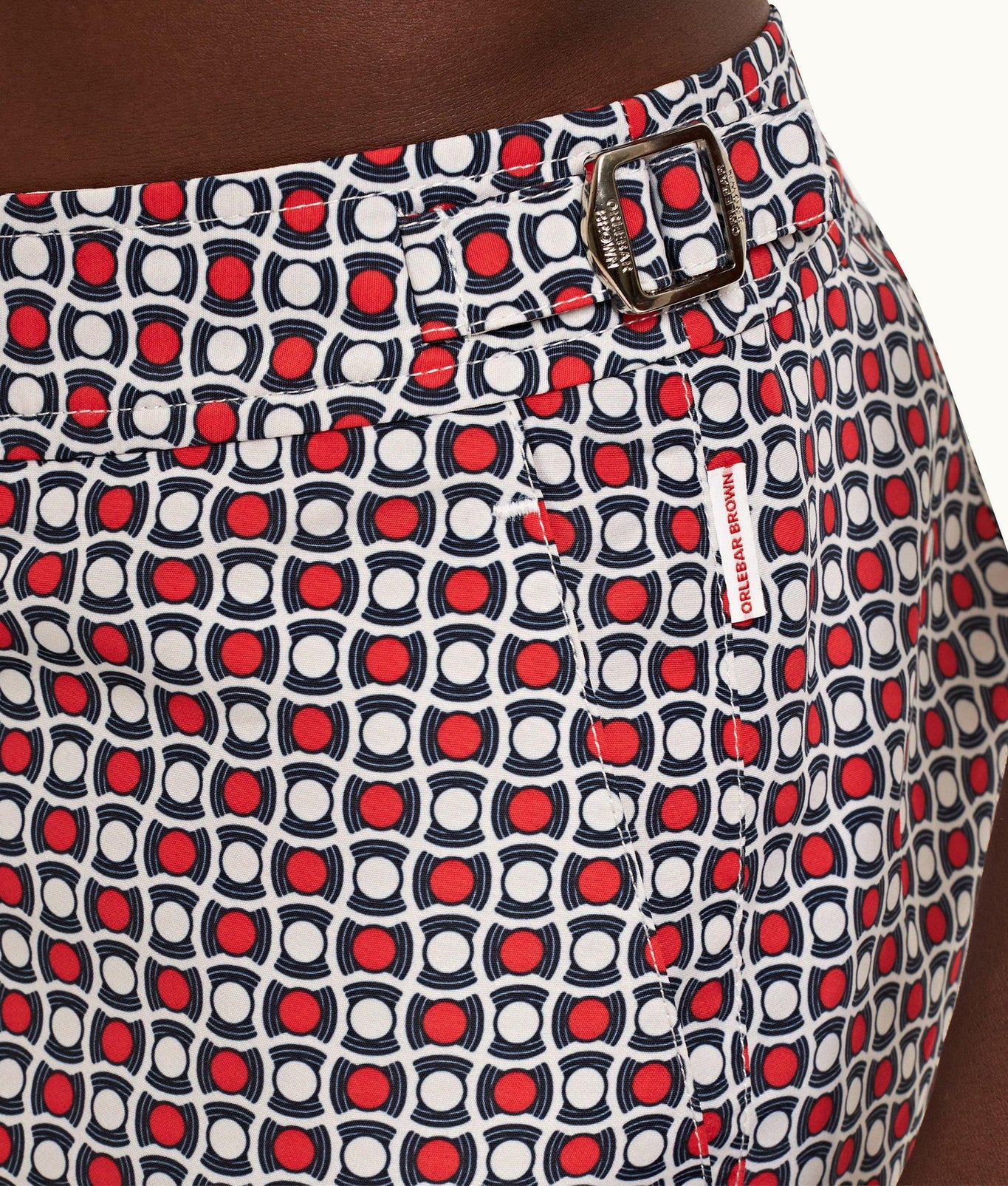 Bulldog Geo Tela Mid-Length Swim Shorts | Vermillion
