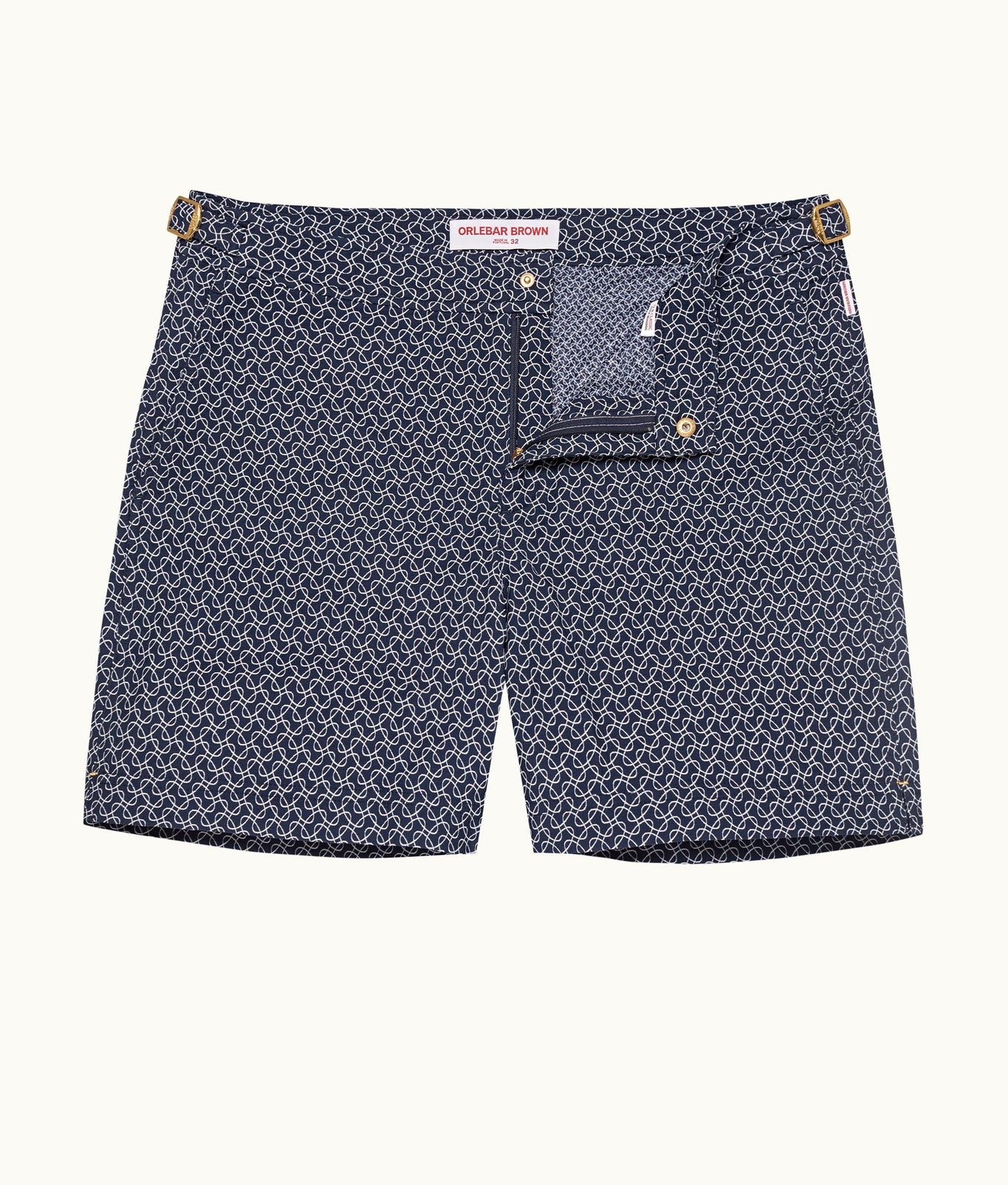 Bulldog Geometric Orb Jacquard Mid-Length Swim Shorts | Night Iris/White Sand