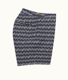Bulldog Jacquard Chevron Mid-Length Swim Shorts | Night Iris/White
