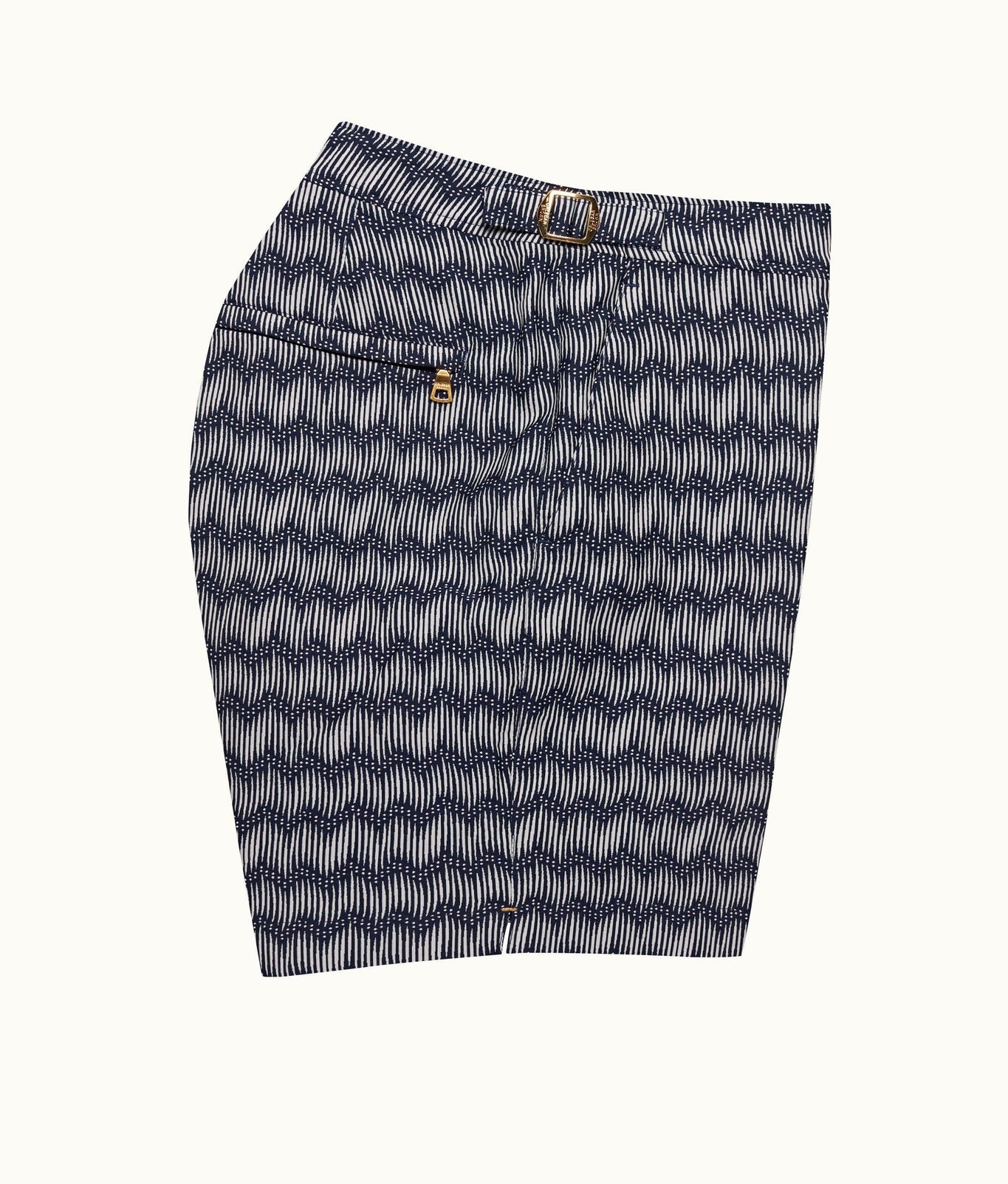 Bulldog Jacquard Chevron Mid-Length Swim Shorts | Night Iris/White