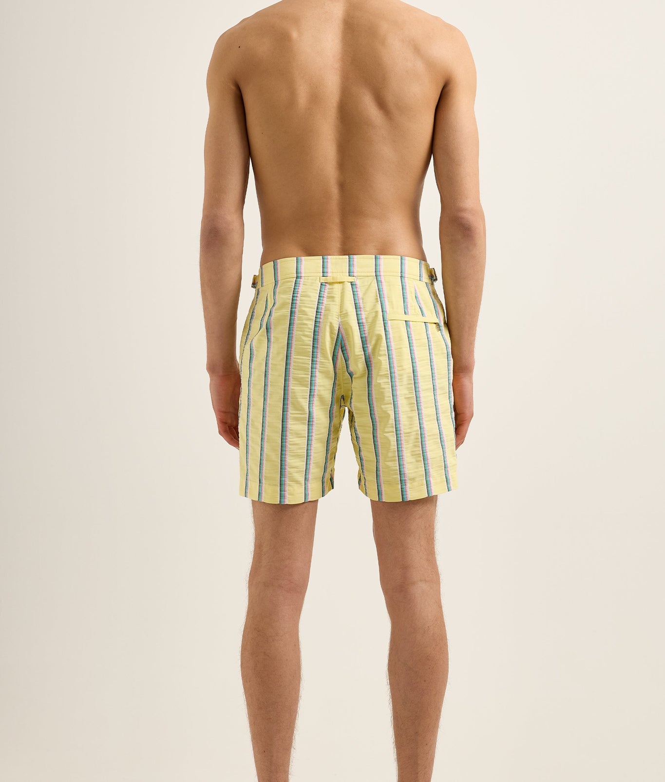 Bulldog Mid-Length Deckchair Stripe Swim Shorts | Yellow Multi