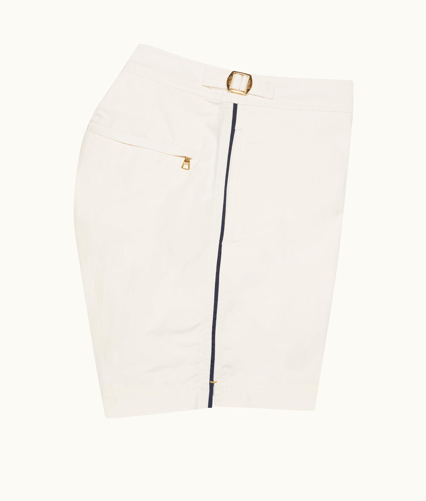 Bulldog Tape Insert Mid-Length Swim Shorts | White Sand