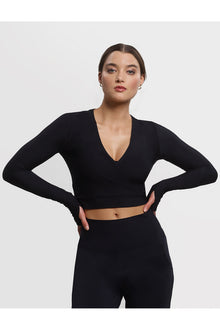 Butter Wrap Top with Thumb Holes | Black