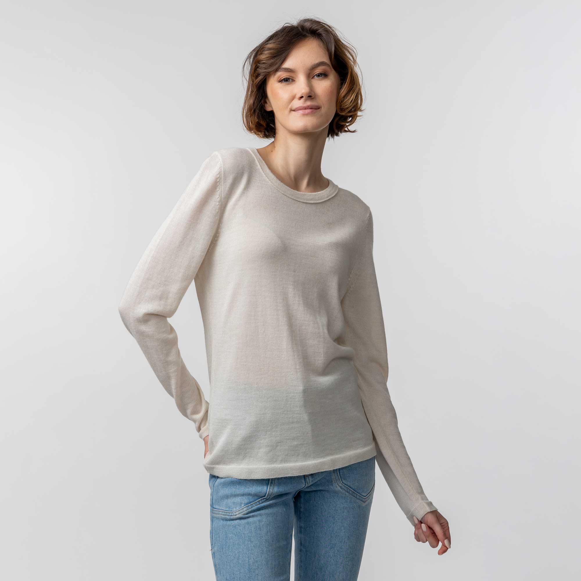 Women | Crew Neck Sweater | White