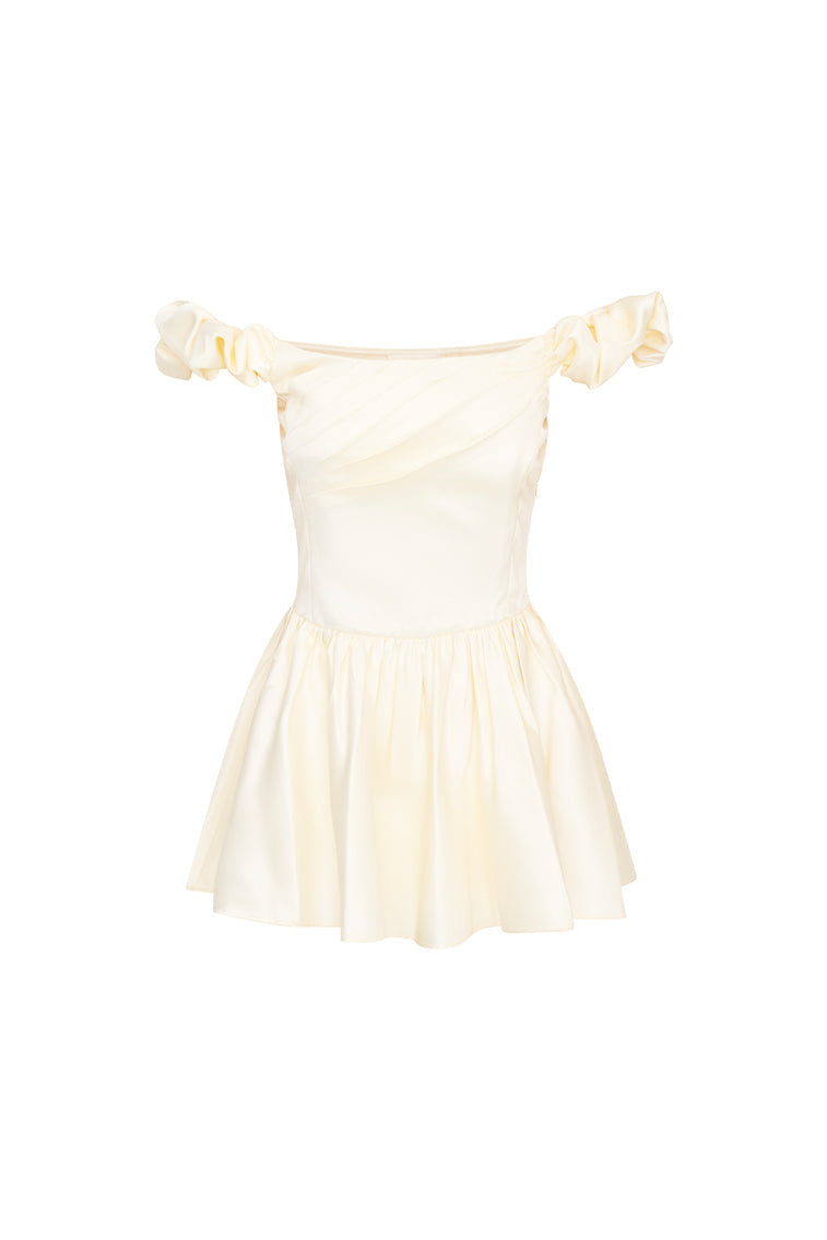 Womens | Cailey Off-The-Shoulder Draped Mini Dress | Cream