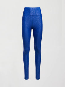 Carbon38 | High Rise Full-Length Legging In Leopard Takara Shine | Strong Blue