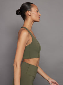 Carbon38 | T Back Bra In Diamond Compression | Olive