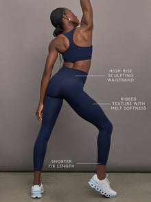 High Rise Legging in Ribbed Melt | True Navy