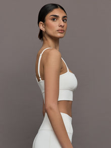Asymmetrical Strappy Bra in Diamond Compression | Cloud Dancer