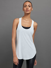 Carbon38 | Long Racerback Tank | White