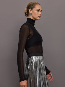 Carbon38 | Sheer Turtleneck Sweater | Black