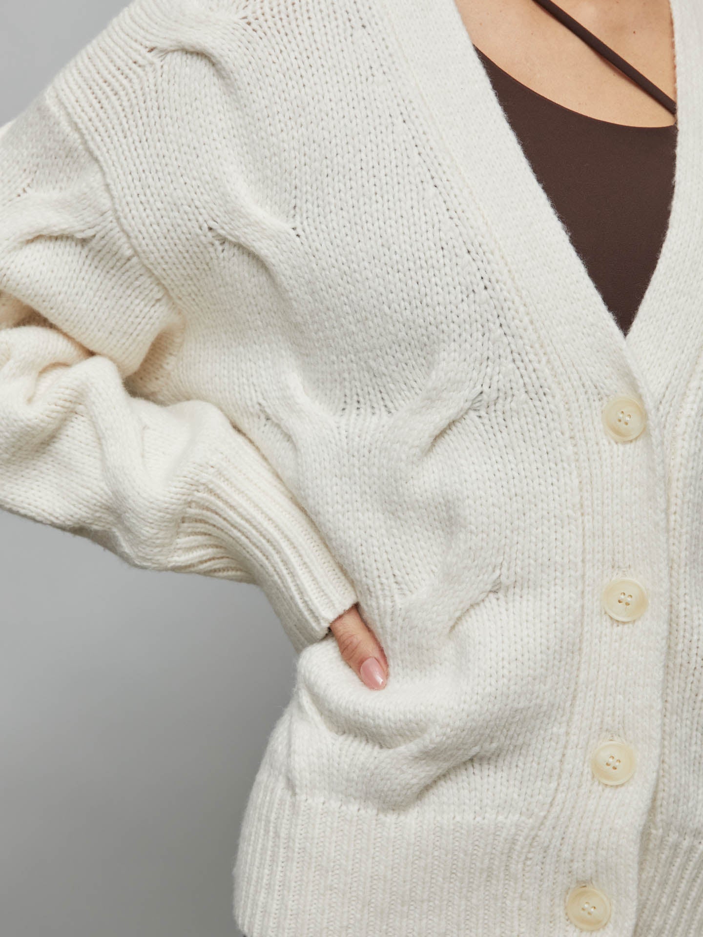 Carbon38 | Chunky Button-Front Cardigan | Ivory