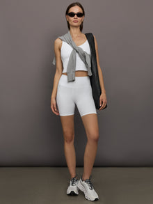 Biker Short in Ribbed Melt | White