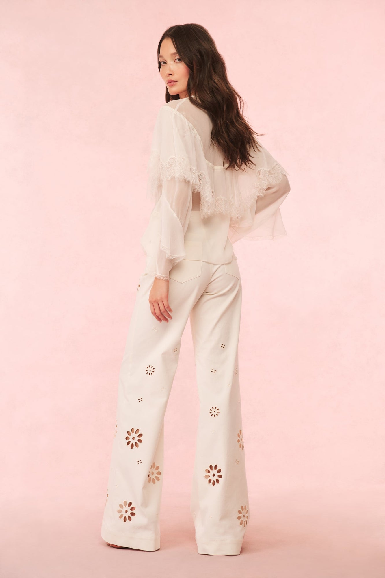 Carolette Eyelet Wide-Leg Pants | Optic White