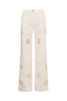 Carolette Eyelet Wide-Leg Pants | Optic White