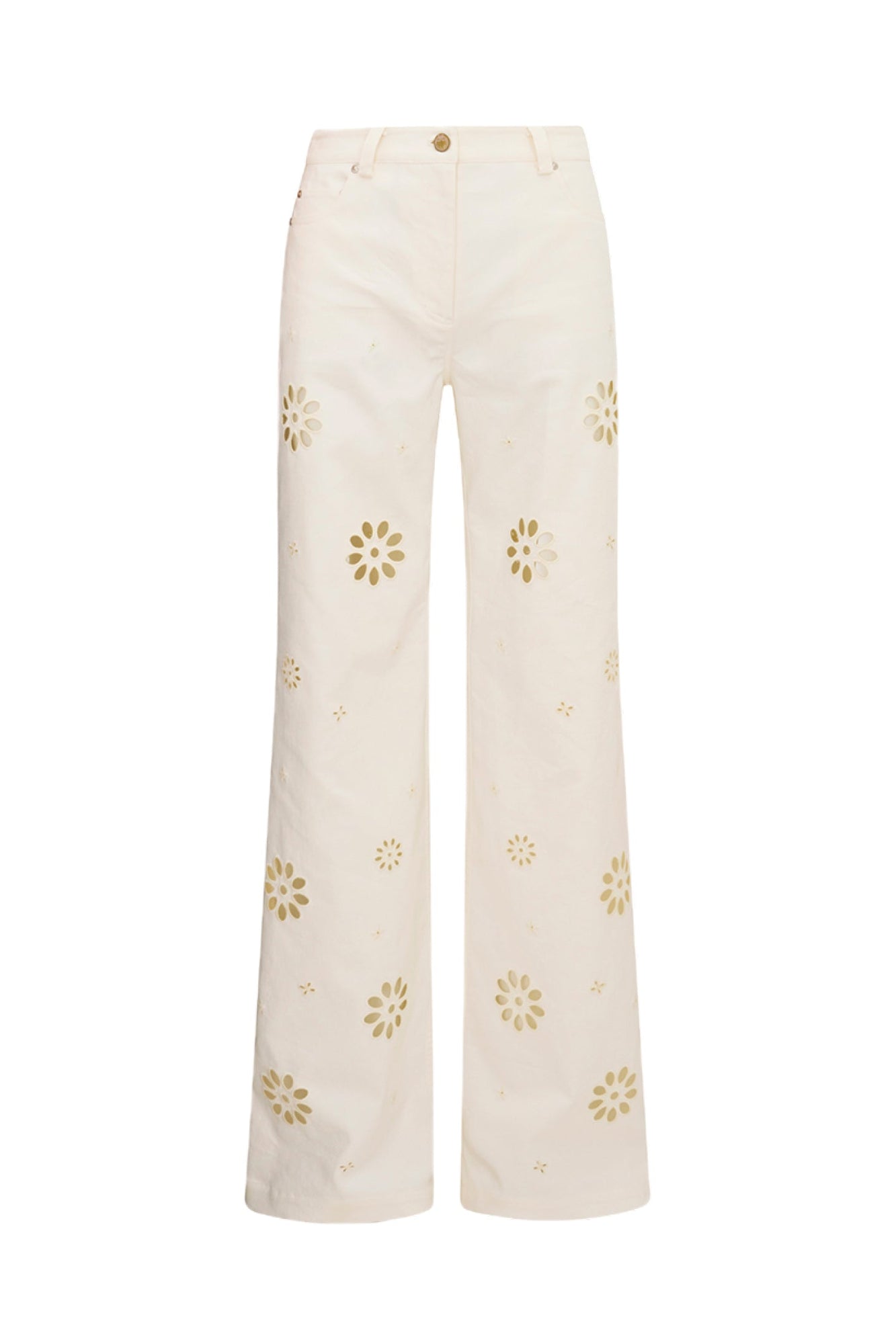 Carolette Eyelet Wide-Leg Pants | Optic White
