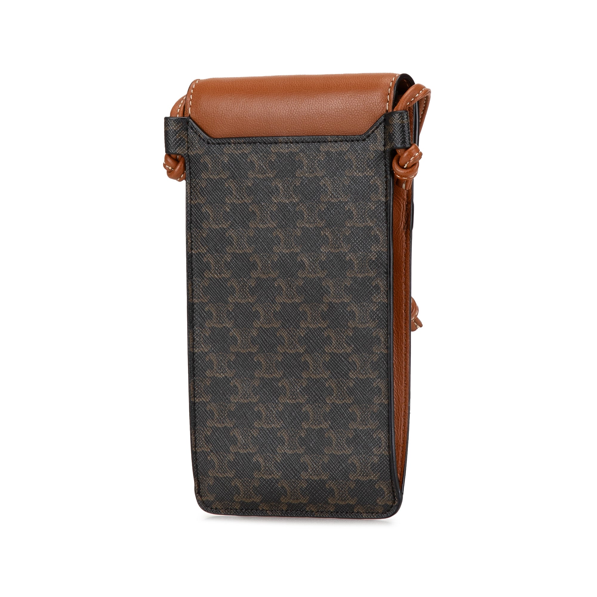 Celine | Pre-Owned Coated Canvas Triomphe Phone Pouch Flap Crossbody | Brown