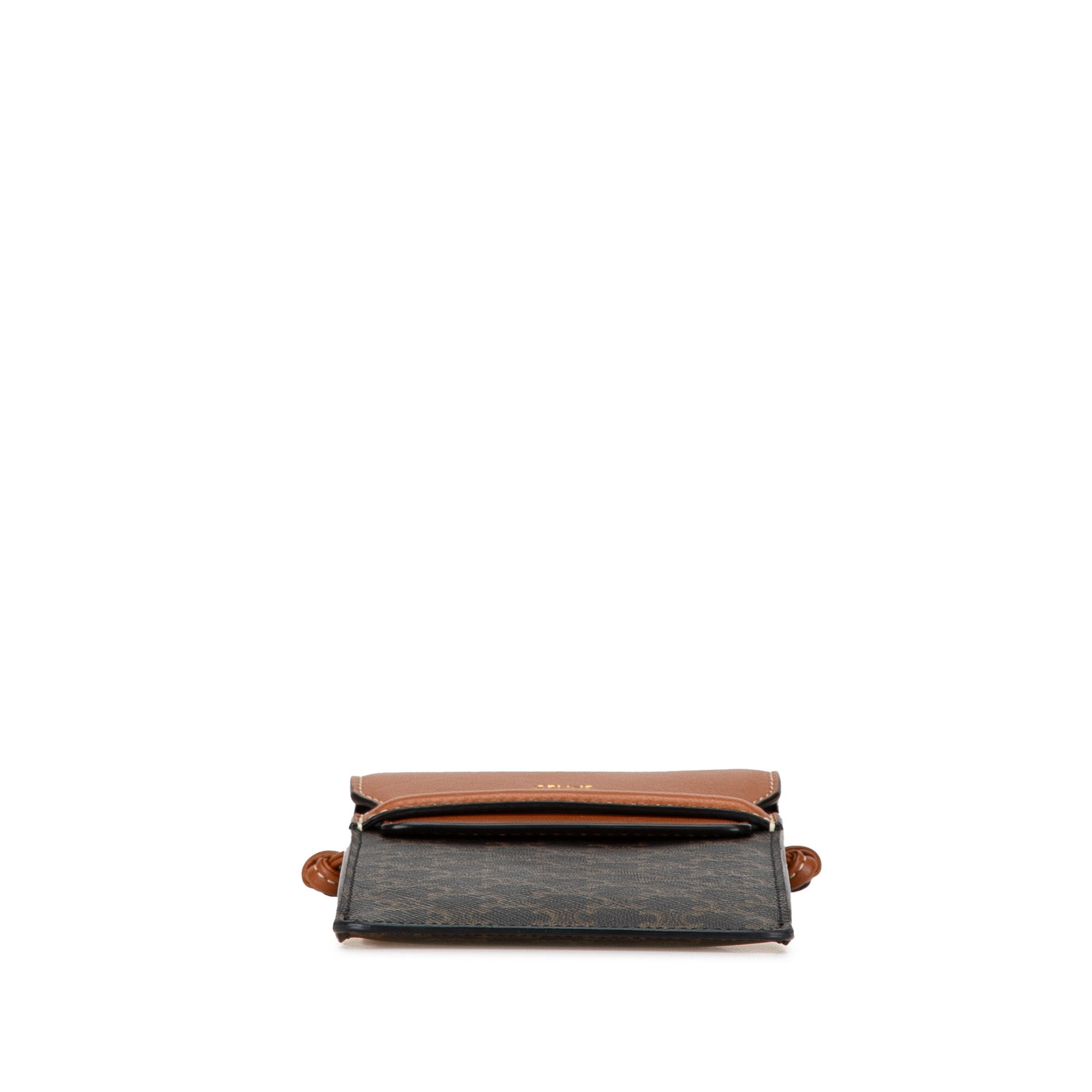Celine | Pre-Owned Coated Canvas Triomphe Phone Pouch Flap Crossbody | Brown