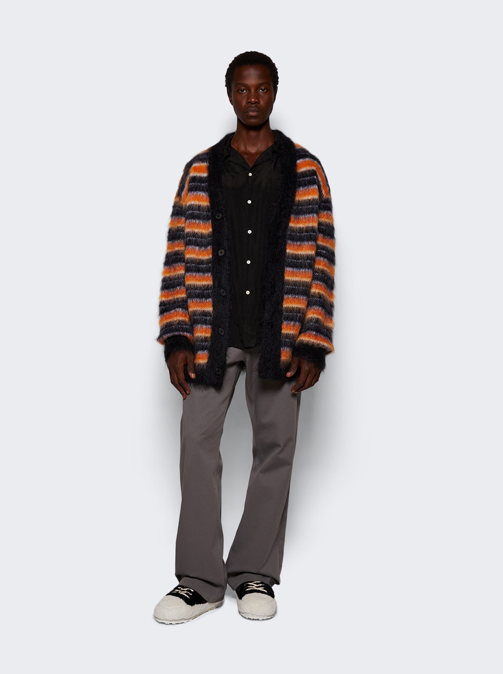 Men | Marni | Striped Mohair Cardigan | Black
