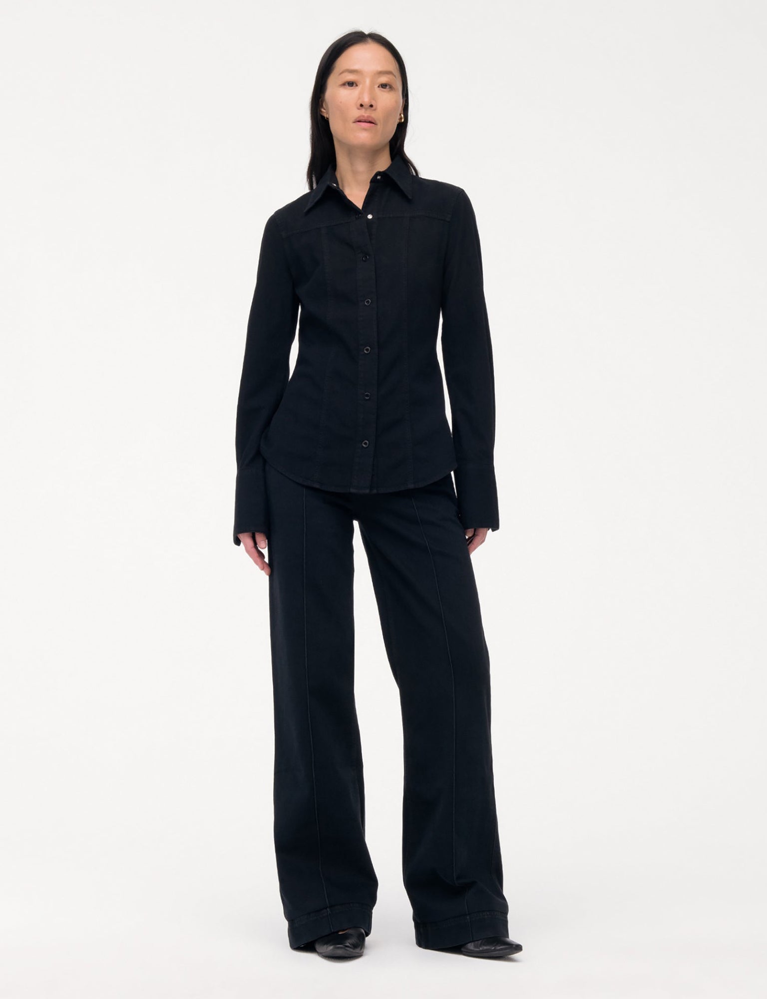 Women | Chambray Shirt | Overdye Black