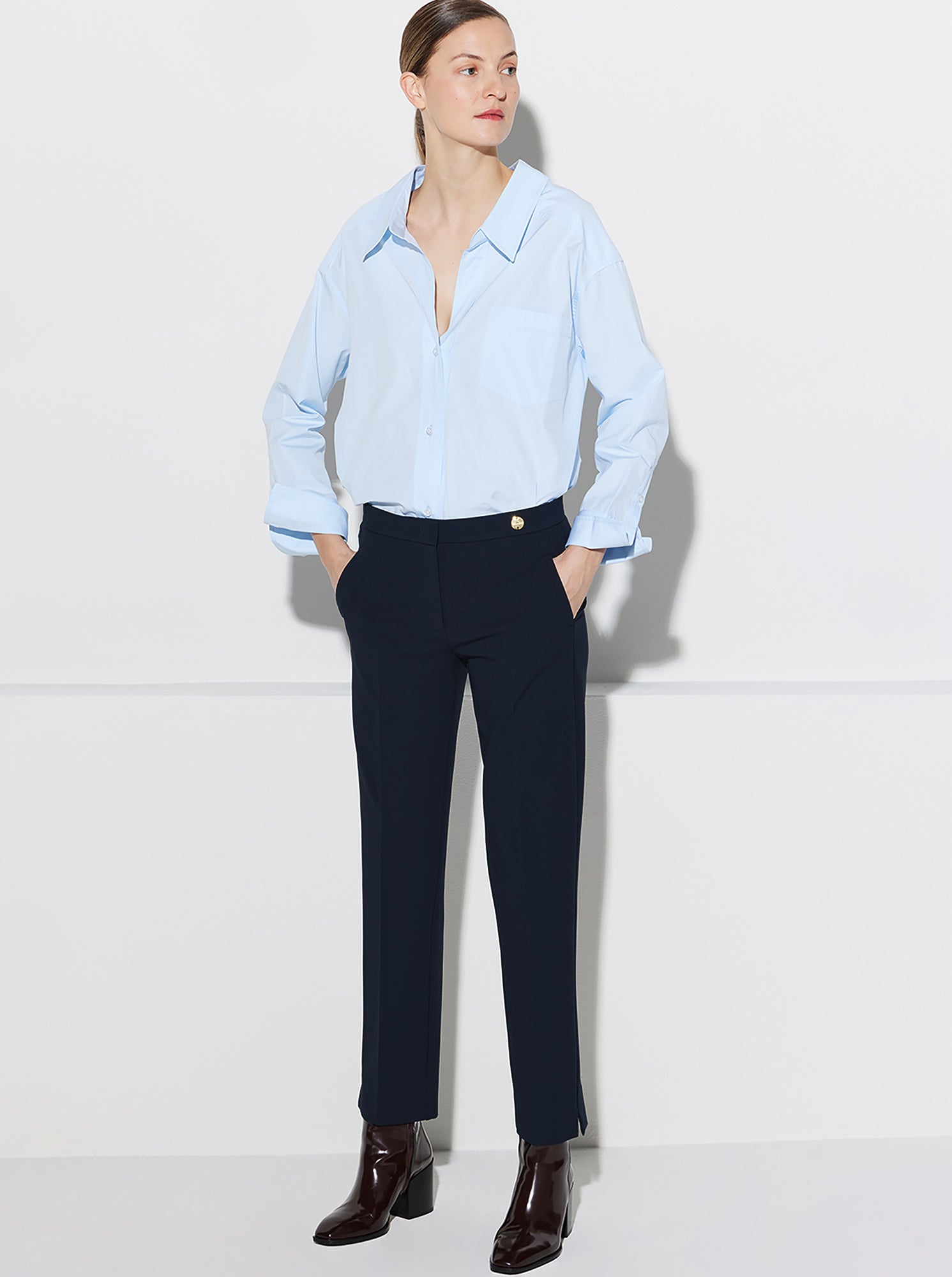 Charlotte Stretch Crepe Pant | Navy