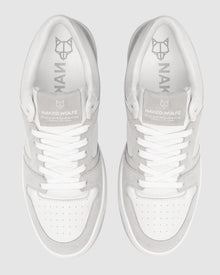Mens | CM-01 Leather/Cow Suede Combo Sneaker | White/Grey