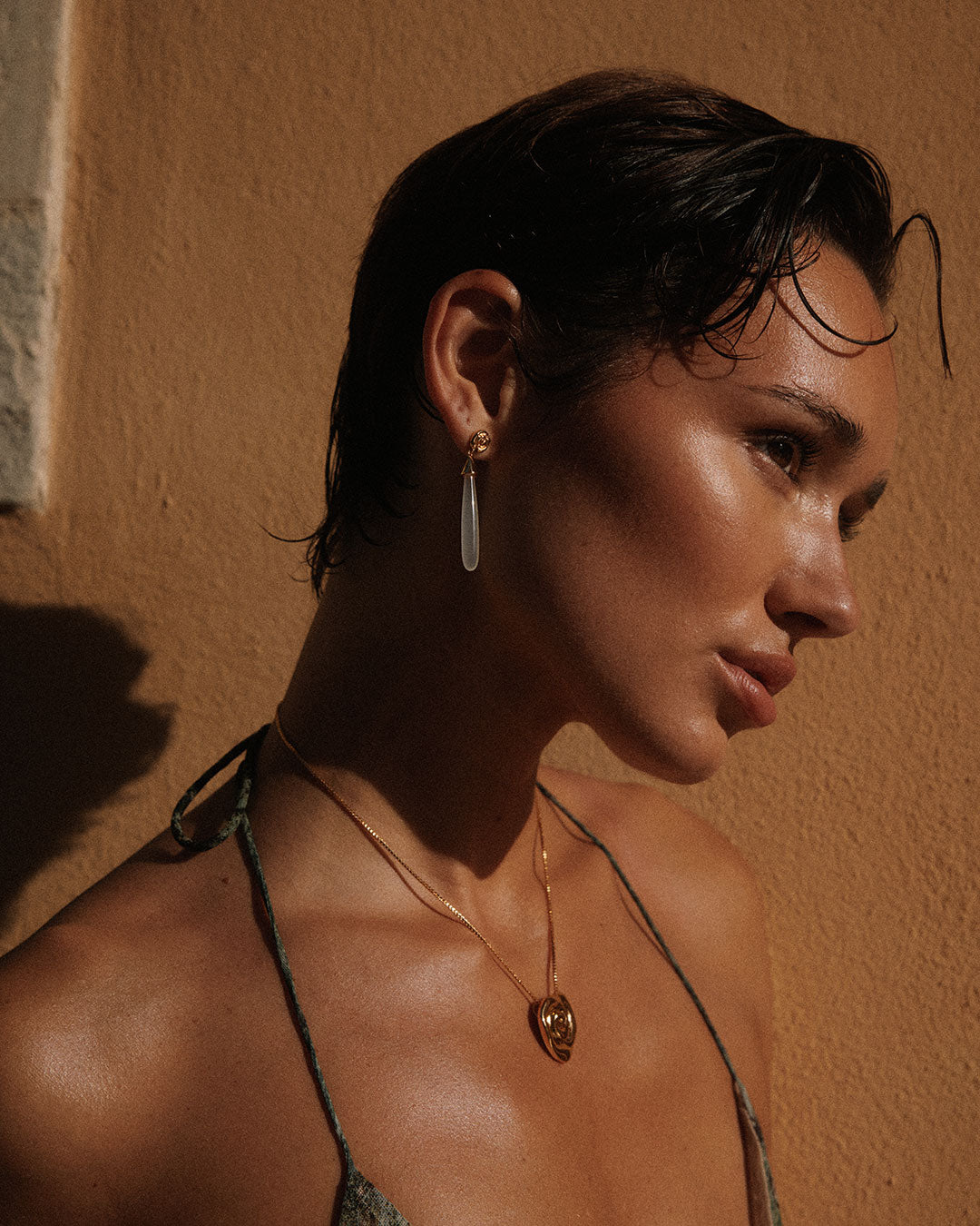 The Coquille Stone Drop Studs | Silver | White Porcelain