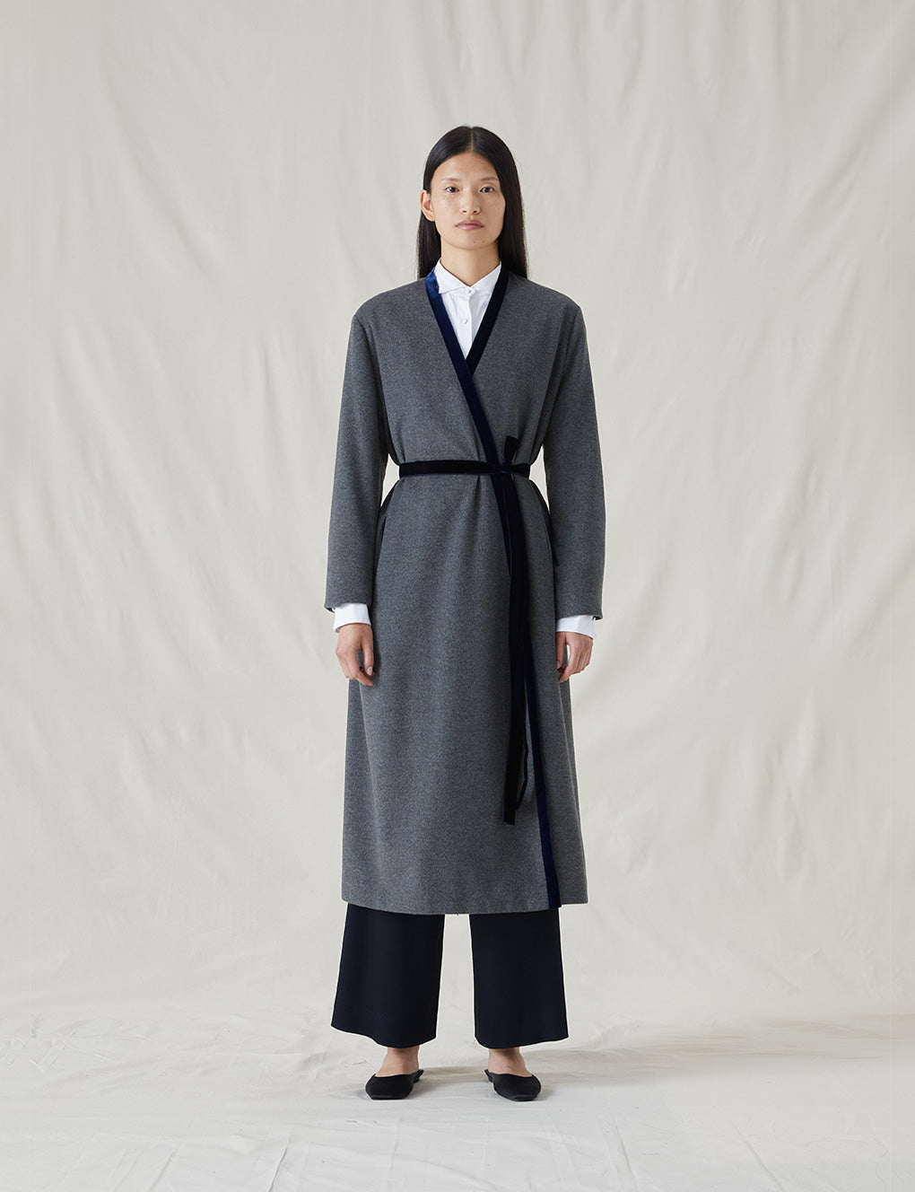 Womens | The Cashmere Wrap Coat | Charcoal