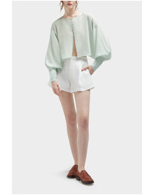 Candy Silk Sheer Button Front Cover Up Top | Sea Green