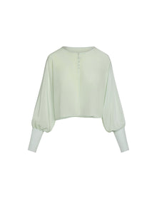Candy Silk Sheer Button Front Cover Up Top | Sea Green