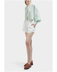 Candy Silk Sheer Button Front Cover Up Top | Sea Green