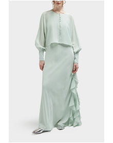 Candy Silk Sheer Button Front Cover Up Top | Sea Green