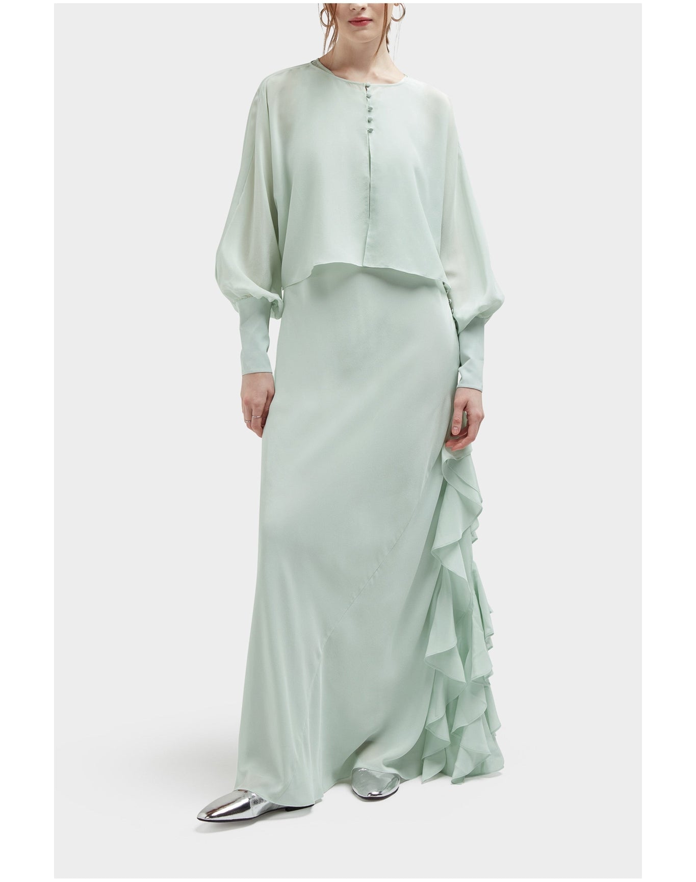 Candy Silk Sheer Button Front Cover Up Top | Sea Green
