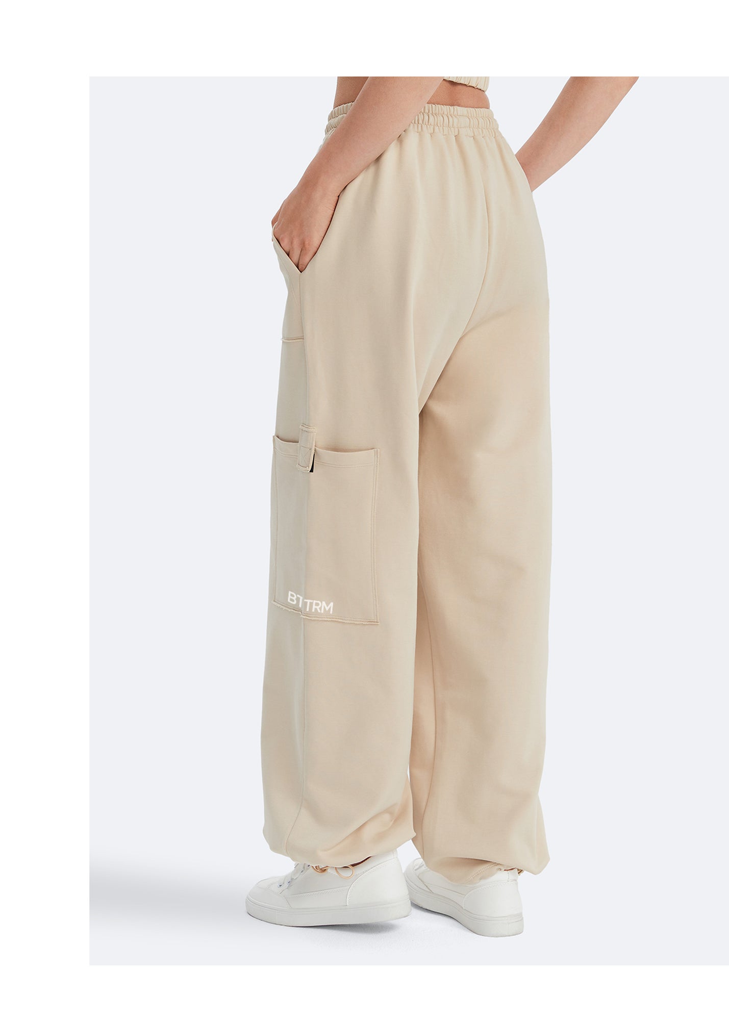 Casual Drawstring Waist Sweatpants | Oat Milk Beige